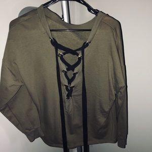Green and black oversized crew neck